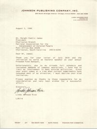 Letter from Linda Johnson-Rice to Dwight C. James, August 2, 1989