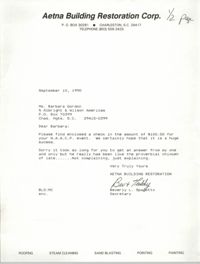 Letter from Beverly L. Spadotto to Barbara Gordon, September 10, 1990