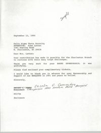 Draft, Letter from Cecilia Gordon-Cunningham to Alma Latten, September 12, 1990