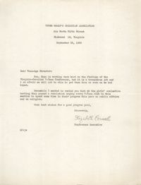 Letter from Elizabeth Conwell to Teen-Age Director for the Y.W.C.A., September 22, 1950