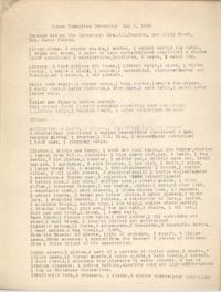 House Committee Inventory for the Coming Street Y.W.C.A., May 2, 1938