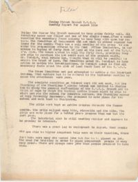 Monthly Report for the Coming Street Y.W.C.A., August 1938