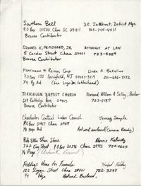 Handwritten list of individuals and companies