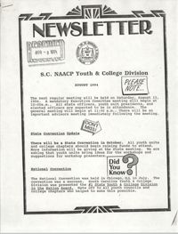 Newsletter, S.C. NAACP Youth & College Division, August 3, 1994