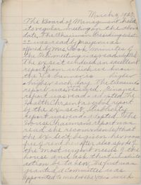 Minutes to the Board of Management, Coming Street Y.W.C.A., March 4, 1927