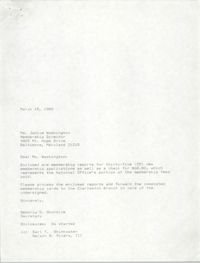 Draft, Letter from Deboria D. Gourdine to Janice Washington, NAACP, March 15, 1989