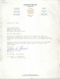 Letter from Deboria D. Gourdine to Janice Washington, NAACP, January 25, 1989