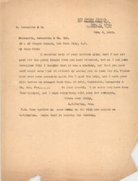 Letter from Ada C. Baytop to Goldsmith, Lowenfels and Co., Inc., February 6, 1923
