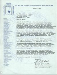 Letter from W.F. Gibson to Delbert Woods,  April 18, 1986