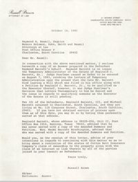 Letter from Russell Brown to Raymond S. Baumil, October 14, 1985