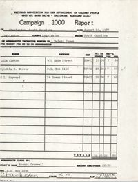 Campaign 1000 Report, Charleston Branch of the NAACP, August 10, 1987