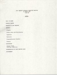 Agenda, 1987 Banquet Steering Committee Meeting, March 24, 1987