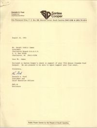 Letter from Kenneth R. Ford to Dwight Cedric James, August 30, 1991