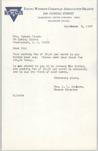 Letter from Christine O. Jackson to Samuel Fludd, September 5, 1967