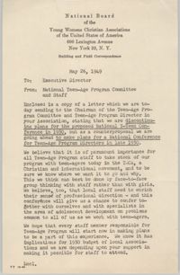 National Board of the Y.W.C.A. Memorandum, May 26, 1949