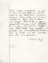 Handwritten letter by Debra Lopez