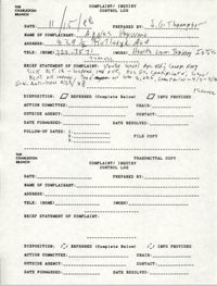 Complaint Form, Charleston Branch of the NAACP, November 15, 1988