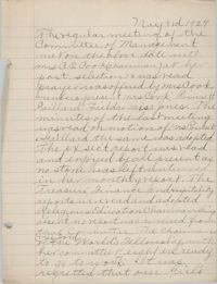 Minutes to the Board of Management, Coming Street Y.W.C.A., May 3, 1927