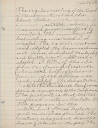 Minutes to the Board of Management, Coming Street Y.W.C.A., April 4, 1927