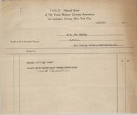 National Board of the Young Womens Christian Associations Invoice to Miss Ada Baytop, April 25, 1922