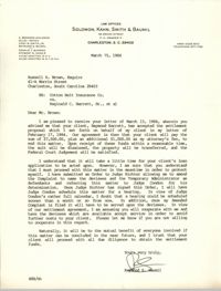 Letter from Raymond S. Baumil to Russell Brown, March 15, 1984