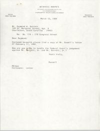 Letter from Russell Brown to Raymond W. Barrett, March 13, 1984