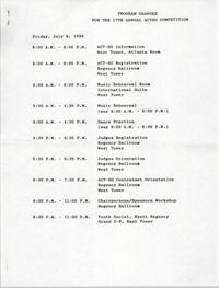 Program Changes, 17th Annual ACT-SO Competition, July 8-10, 1994