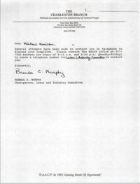 Letter from Brenda C. Murphy to Michael Hamilton