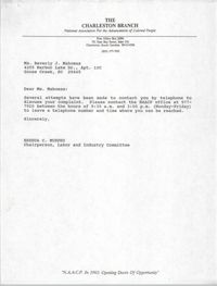 Letter from Brenda C. Murphy to Beverly J. Mahomas