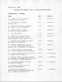 Plan of Actions and Milestones, Program Subcommittee, Freedom Fund Banquet, October 25, 1989