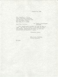 Letter from Christine O. Jackson to Dorothy A. Tillan, August 16, 1966