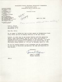 Letter from James E. Clyburn to Coming Street Y.W.C.A., April 15, 1966