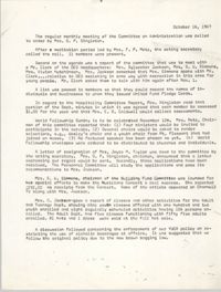 Minutes to the Committee on Administration, Coming Street Y.W.C.A., October 16, 1967