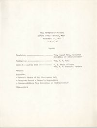 Agenda, Fall Membership Meeting, Coming Street Y.W.C.A., November 16, 1967