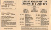 Current Developments in Employment and Labor Law, Continuing Legal Education Seminar Pamphlet, October 12, 1985
