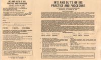 In's and Out's of IRS Practice and Procedure, Satellite Video/CLE Seminar Pamphlet, October 28, 1985
