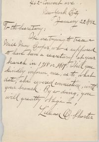 Letter from Lillian O. Shorter, January 22, 1932