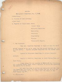 Agenda, Management Committee of the Coming Street Y.W.C.A., January 7, 1920