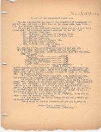 Report of the Management Committee, Coming Street Y.W.C.A., March 5, 1920