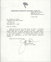 Letter from John Scott Redd to William A. Glover, June 3, 1987