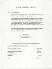 ACT-SO Committee Report, NAACP, Paul McKnight, June 7, 1994