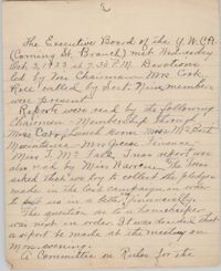 Minutes to the Executive Board of the Coming Street Y.W.C.A., October 3, 1923