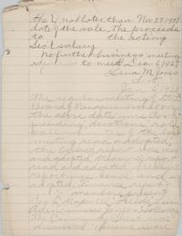 Minutes to the Board of Management, Coming Street Y.W.C.A., November 27, 1927 and January 6, 1928