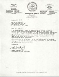 Letter from Frank Frazier Jr. to H.H. Dayson, August 20, 1991