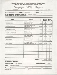 Campaign 1000 Report, Ethel W. Wilson, Charleston Branch of the NAACP, September 1, 1988
