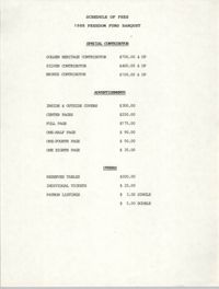 Schedule of Fees, 1988 Freedom Fund Banquet