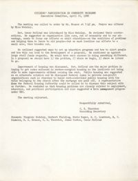Minutes to the Citizens' Participation in Community Problems, April 20, 1966