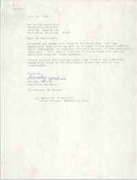 Letter from Dorothy Jenkins to Janice Washington, NAACP, July 31, 1989