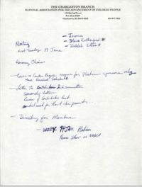 Handwritten Notes, Freedom Fund Banquet Meeting, Charleston Branch of the NAACP