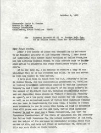 Letter from Reginald C. Barrett Jr. to Louis E. Condon, October 4, 1985